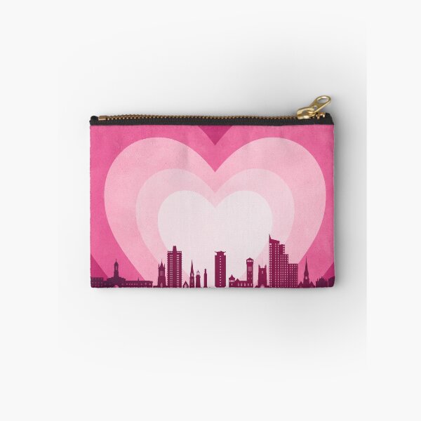 Item preview, Plymouth England Skyline Hearts Pink designed and sold by ArtPrints.