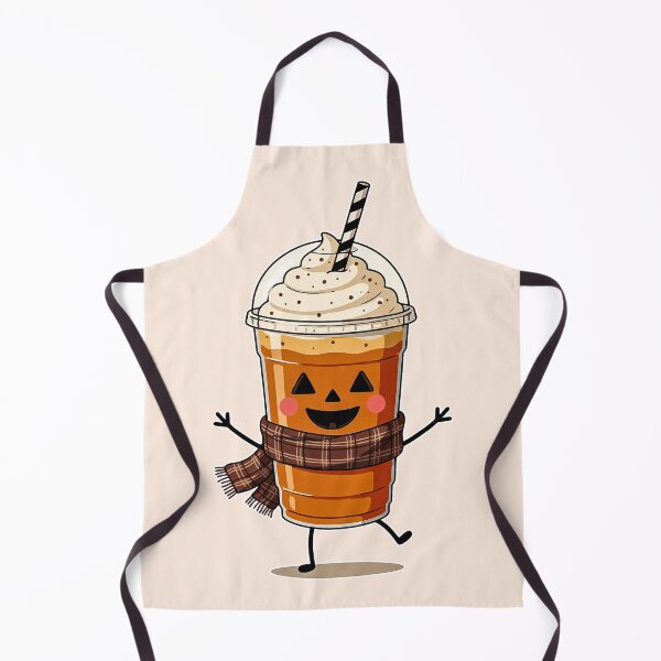 Aperçu de l'œuvre Cute Pumpkin Spice Latte Character with Scarf Halloween Clipart créée et vendue par zozo-shop.