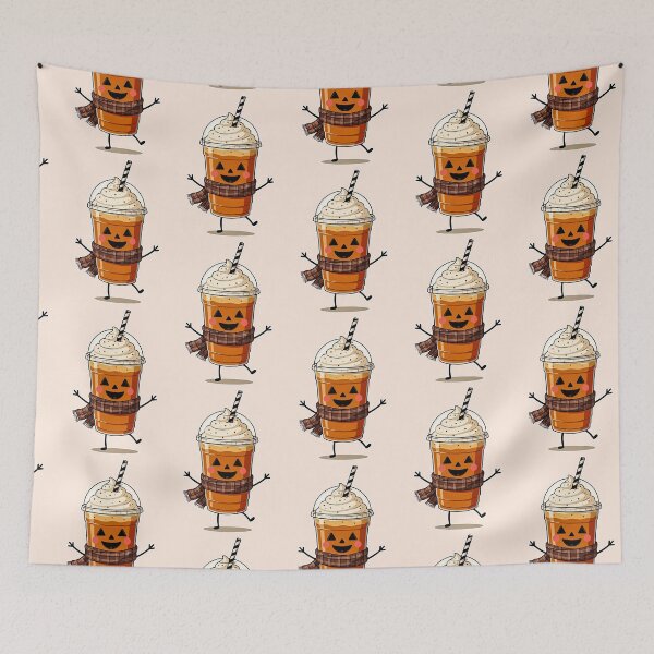 Item preview, Cute Pumpkin Spice Latte Character with Scarf Halloween Clipart designed and sold by zozo-shop.