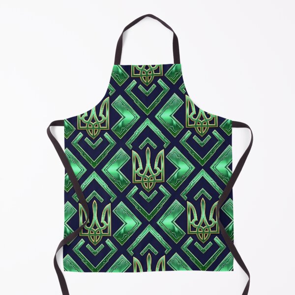 Item preview, Glowing Emerald Ukrainian Trident Geometric Seamless Pattern designed and sold by Holub Art Studio & design.