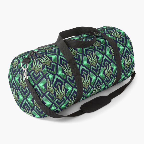 Item preview, Glowing Emerald Ukrainian Trident Geometric Seamless Pattern designed and sold by Holub Art Studio & design.