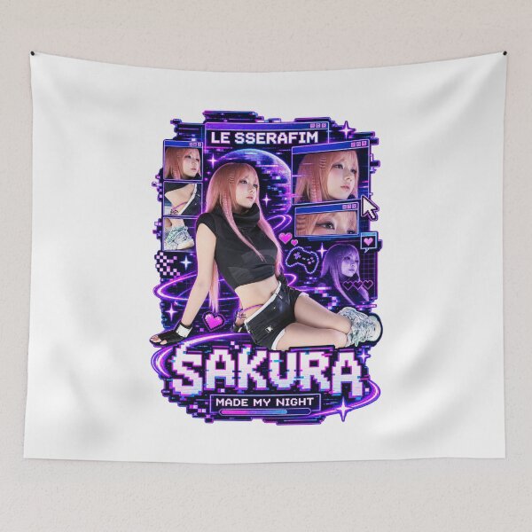 Item preview, Sakura LE SSERAFIM Made My Night Cyber Futuristic Merch designed and sold by Valereekmerch.