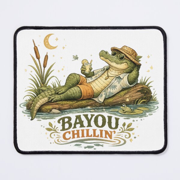 Item preview, Bayou Chillin Alligator Funny Southern Swamp Summer Vacation Art Design designed and sold by inkoutninja.