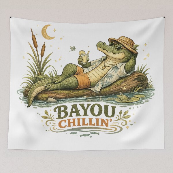 Item preview, Bayou Chillin Alligator Funny Southern Swamp Summer Vacation Art Design designed and sold by inkoutninja.