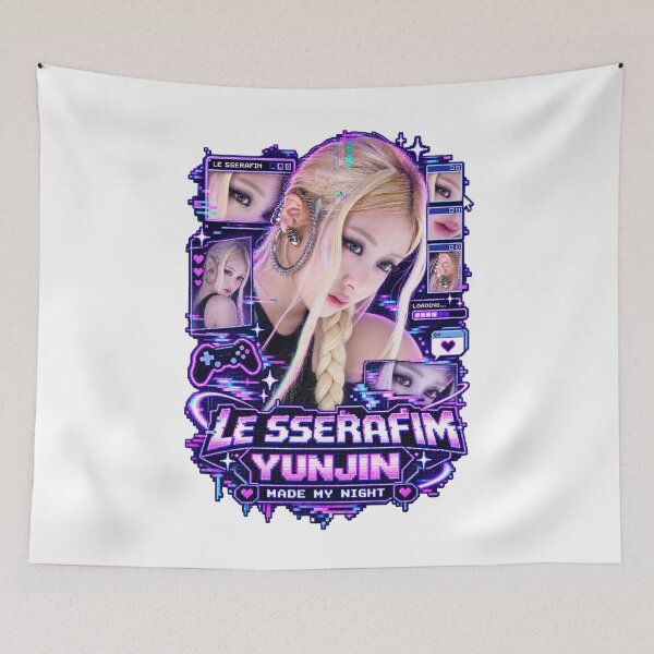 Item preview, LE SSERAFIM Yunjin me hizo la noche Merchandising con estética cyberpunk designed and sold by Valereekmerch.