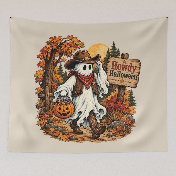 Item preview, Trick or Treat Ghost Cowboy Halloween Western designed and sold by MythicCotton.