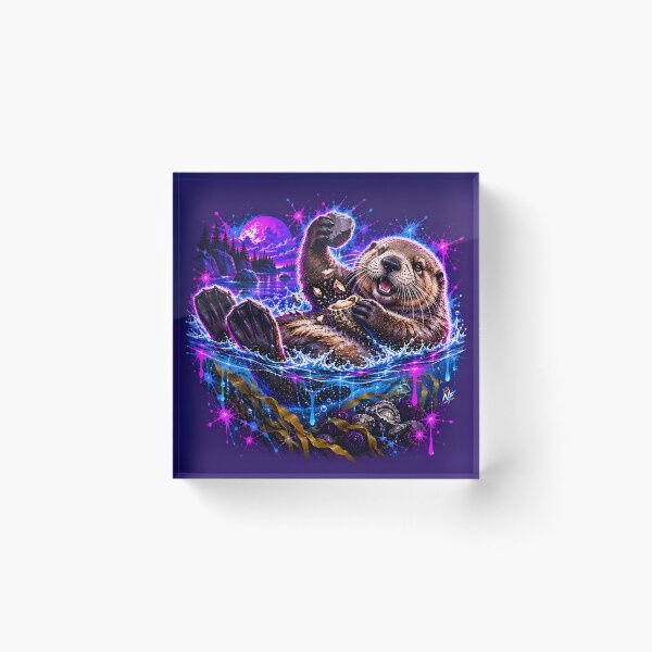Item preview, Playful Sea Otter Cracking Shell on Water designed and sold by srangiem-cc.