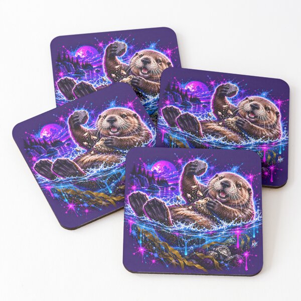 Item preview, Playful Sea Otter Cracking Shell on Water designed and sold by srangiem-cc.