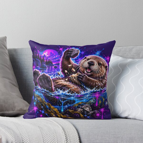 Item preview, Playful Sea Otter Cracking Shell on Water designed and sold by srangiem-cc.