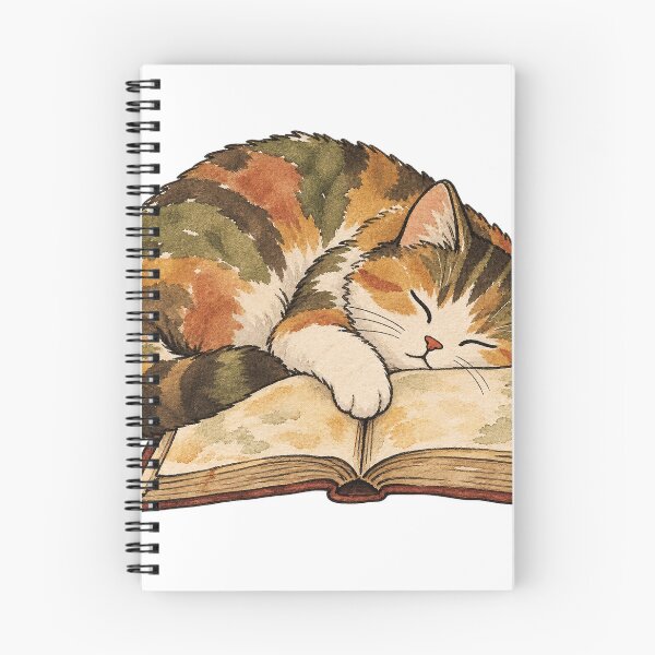 Item preview, Cozy Cat Napping on an Open Book Watercolor designed and sold by Jessie's Palette.