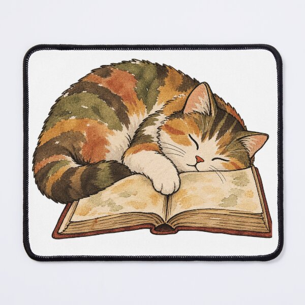 Item preview, Cozy Cat Napping on an Open Book Watercolor designed and sold by Jessie's Palette.