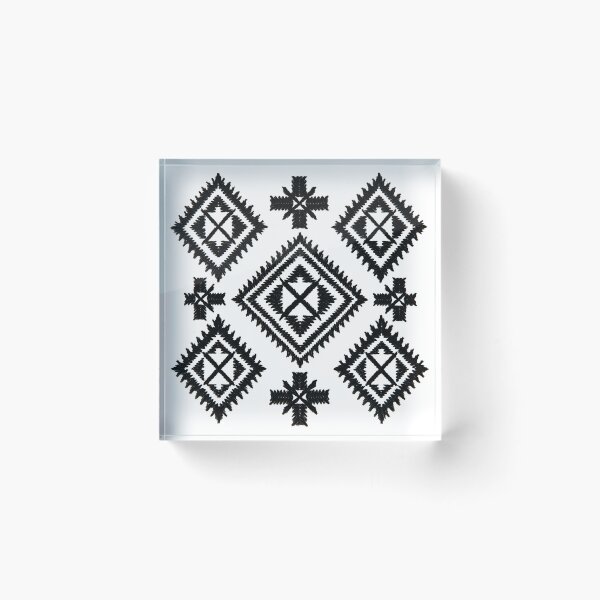 Item preview, Monochrome Ukrainian Cross Stitch Ethnic Geometric Pattern designed and sold by Holub Art Studio & design.
