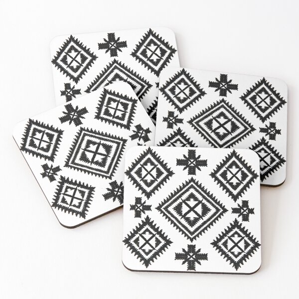 Item preview, Monochrome Ukrainian Cross Stitch Ethnic Geometric Pattern designed and sold by Holub Art Studio & design.