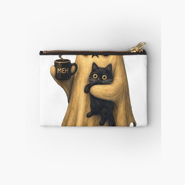 Item preview, Funny Halloween Ghost Meh Coffee Spooky Black Cat Lover Art T-Shirt designed and sold by NERD-AI.