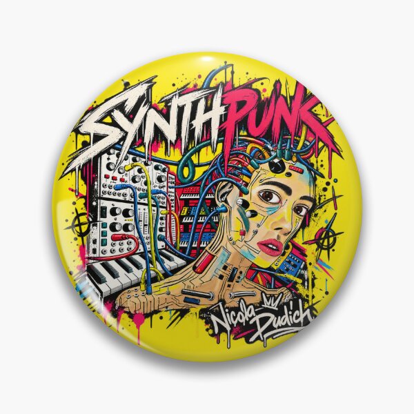 Item preview, Synth Punk – Cyberpunk Girl & Modular Synth Graffiti Art designed and sold by NicolaDudich.