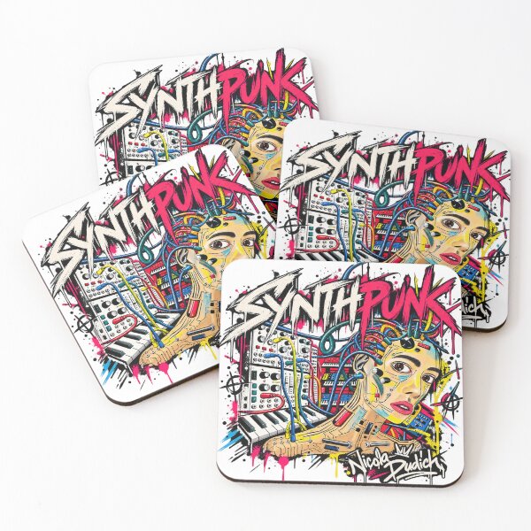 Item preview, Synth Punk – Cyberpunk Girl & Modular Synth Graffiti Art designed and sold by NicolaDudich.
