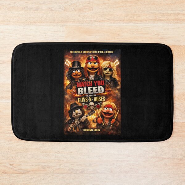 Item preview, puppets 'n' roses movie poster parody – felt puppet hard rock band art print designed and sold by SheriGilbert58.
