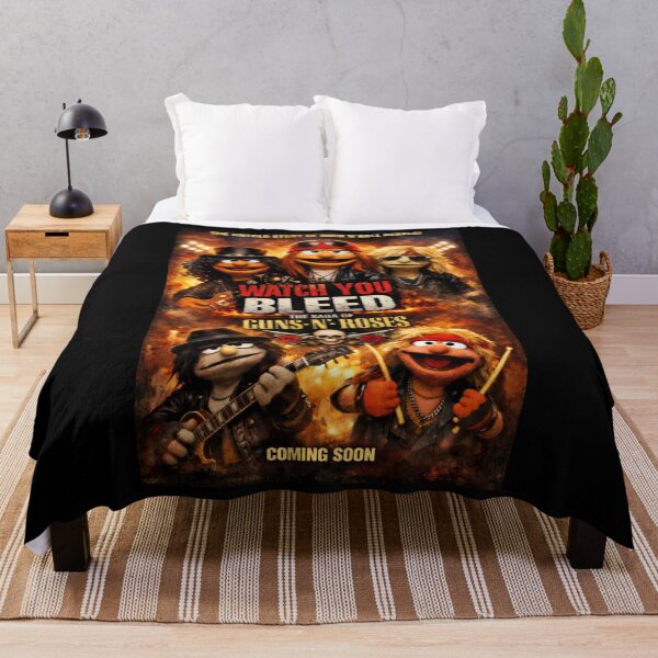 Item preview, puppets 'n' roses movie poster parody – felt puppet hard rock band art print designed and sold by SheriGilbert58.
