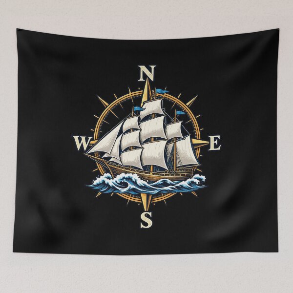 Artikelvorschau, Compass Sailing Ship Boat Sailor Nautic entworfen und verkauft von stmpdwrld.