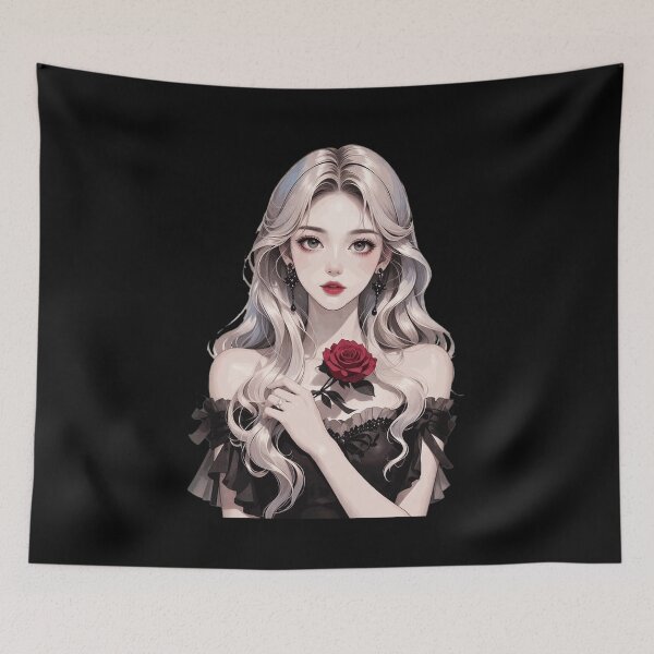 Item preview, Elegant Anime Girl Rose Black Dress Art designed and sold by Tattiana02ac.
