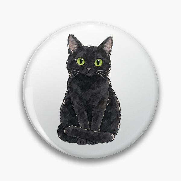 Item preview, Watercolor Black Cat with Big Green Eyes Sitting designed and sold by Jessie's Palette.