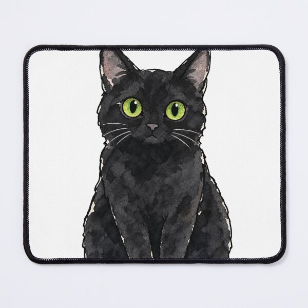 Item preview, Watercolor Black Cat with Big Green Eyes Sitting designed and sold by Jessie's Palette.