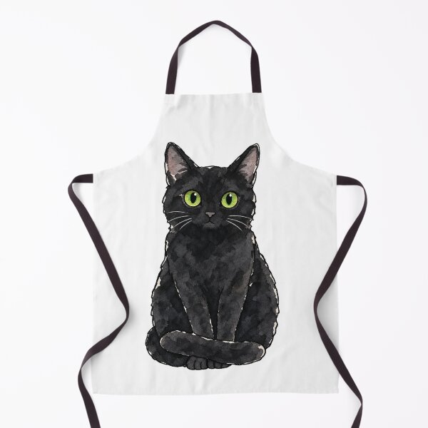Item preview, Watercolor Black Cat with Big Green Eyes Sitting designed and sold by Jessie's Palette.