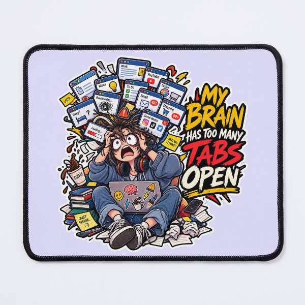 Item preview, My Brain Has Too Many Tabs Open-Stressed & Overwhelmed Illustration designed and sold by carestazafeli.
