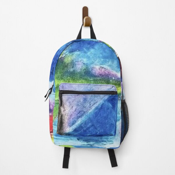 Item preview, Red Boat on Mountain Lake - Oil Pastel Landscape designed and sold by MOE'S LITTLE GALLERY.
