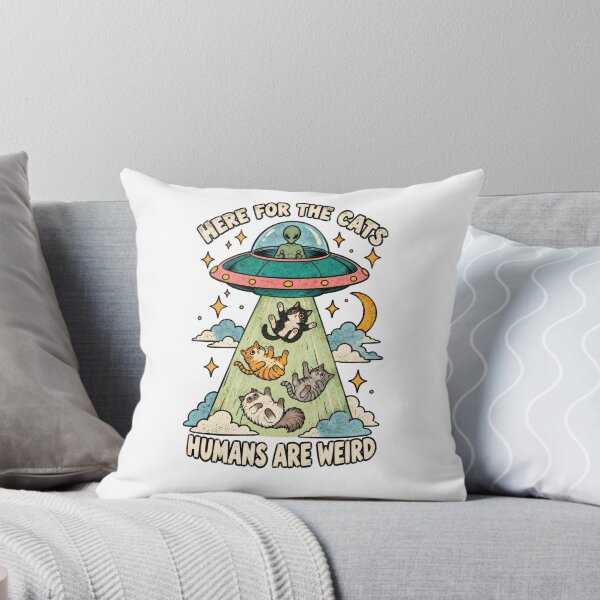 Item preview, Here for the Cats, Humans Are Weird – Alien Cat Abduction designed and sold by H-Tsvetkova.
