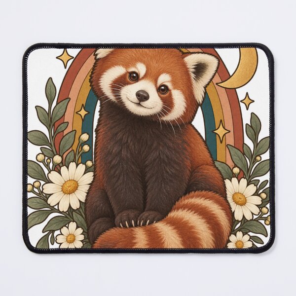 Item preview, Retro Celestial Red Panda with Moon and Daisies designed and sold by Pixel & Ponder.