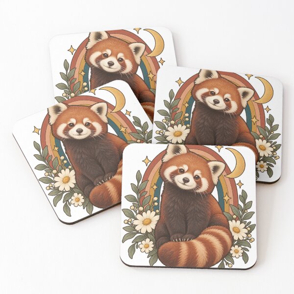 Item preview, Retro Celestial Red Panda with Moon and Daisies designed and sold by Pixel & Ponder.