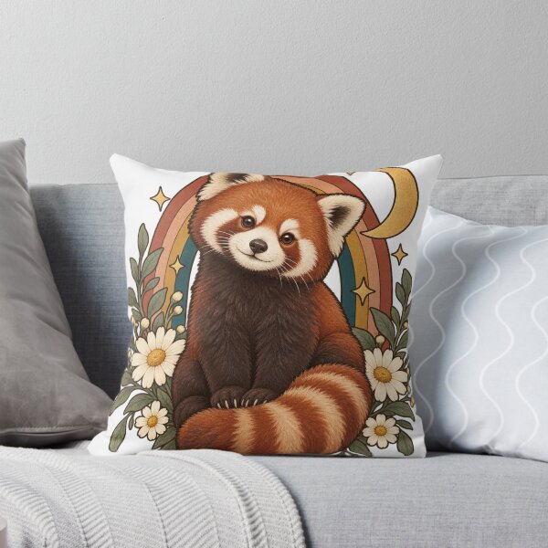 Item preview, Retro Celestial Red Panda with Moon and Daisies designed and sold by Pixel & Ponder.