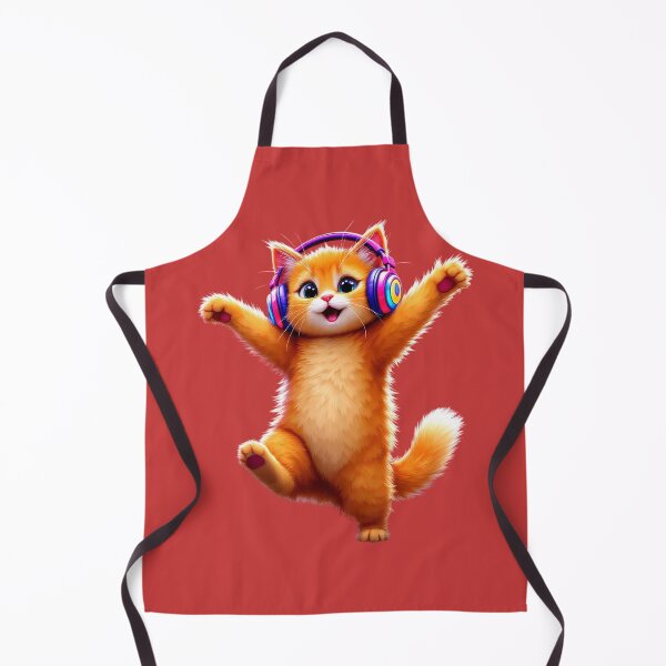 Item preview, Cute Dancing Orange Kitten Wearing Colorful Headphones Print designed and sold by VeleS68.