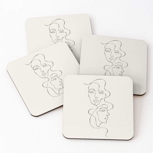 Item preview, Two Female Face Line Drawing - Minimalist Abstract Line Art designed and sold by FemmePod.