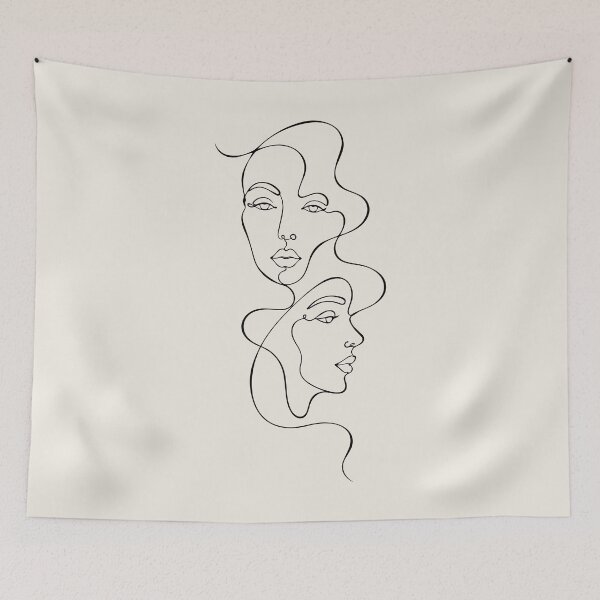 Item preview, Two Female Face Line Drawing - Minimalist Abstract Line Art designed and sold by FemmePod.