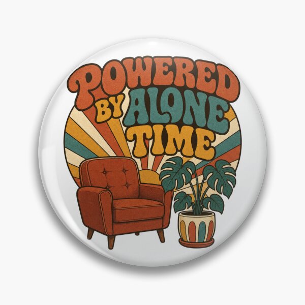 Artikelvorschau, Powered By Alone Time Retro Groovy Introvertiert Geschenk entworfen und verkauft von BoosterShop.