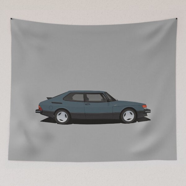 Aperçu de l'œuvre Saab 900 Turbo Aero - bleu-gris - illustration créée et vendue par knappidesign.