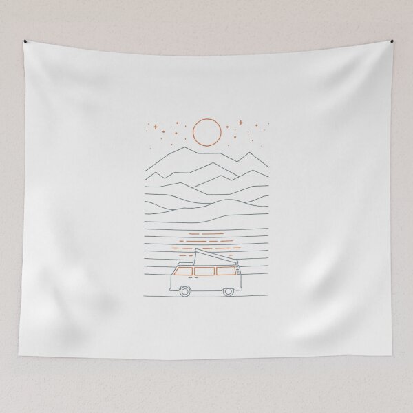 Item preview, Monochrome Copper Sunset Line Art Landscape designed and sold by kikialabama.