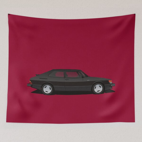 Aperçu de l'œuvre Saab 900 Turbo Aero - noir - illustration créée et vendue par knappidesign.