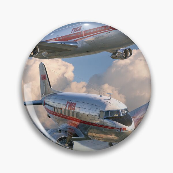 Item preview, TWA Douglas DC 3 And Boeing 747 Aviation Illustration designed and sold by Skyframe Aviation.