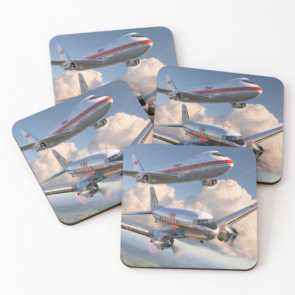Item preview, TWA Douglas DC 3 And Boeing 747 Aviation Illustration designed and sold by Skyframe Aviation.