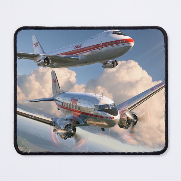 Item preview, TWA Douglas DC 3 And Boeing 747 Aviation Illustration designed and sold by Skyframe Aviation.