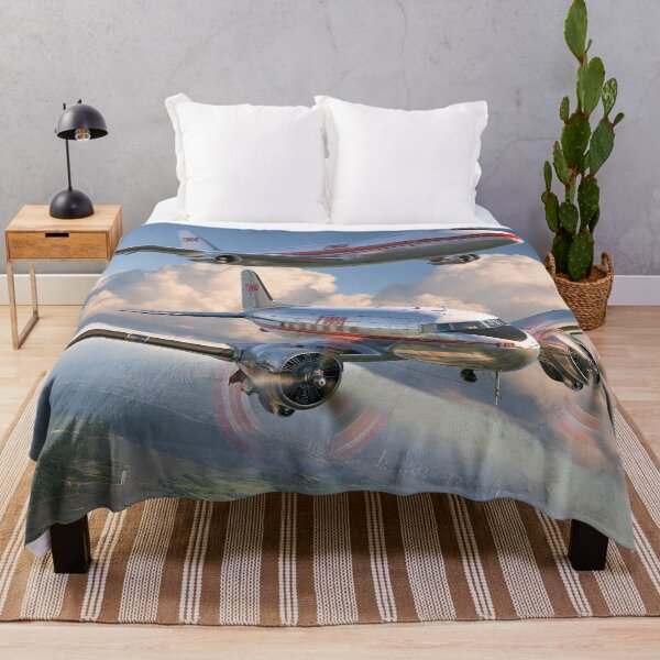 Item preview, TWA Douglas DC 3 And Boeing 747 Aviation Illustration designed and sold by Skyframe Aviation.