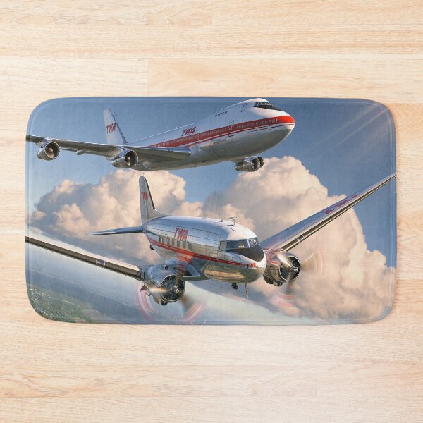 Item preview, TWA Douglas DC 3 And Boeing 747 Aviation Illustration designed and sold by Skyframe Aviation.