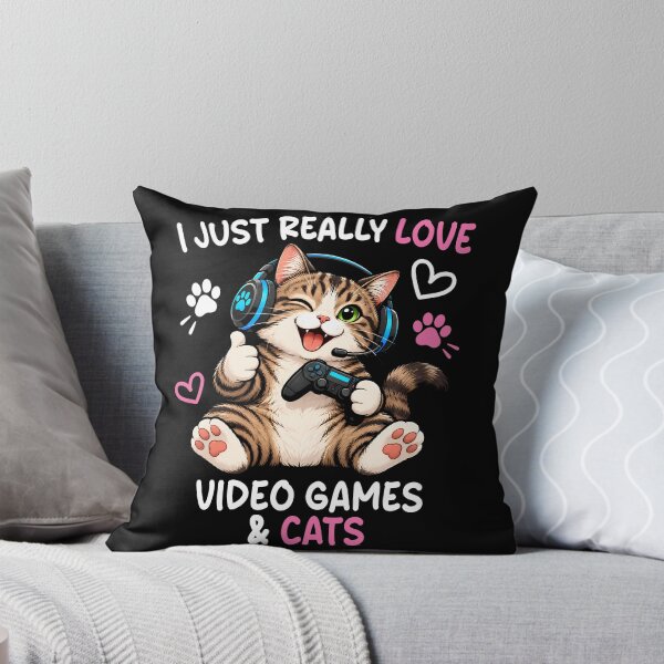 Item preview, I Just Really Love Video Games and Cats Gamer Cat Cartoon designed and sold by ShirtWreck.