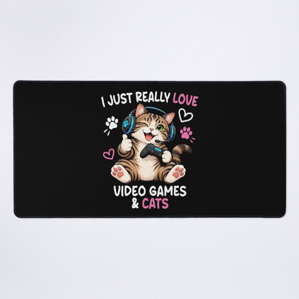Item preview, I Just Really Love Video Games and Cats Gamer Cat Cartoon designed and sold by ShirtWreck.