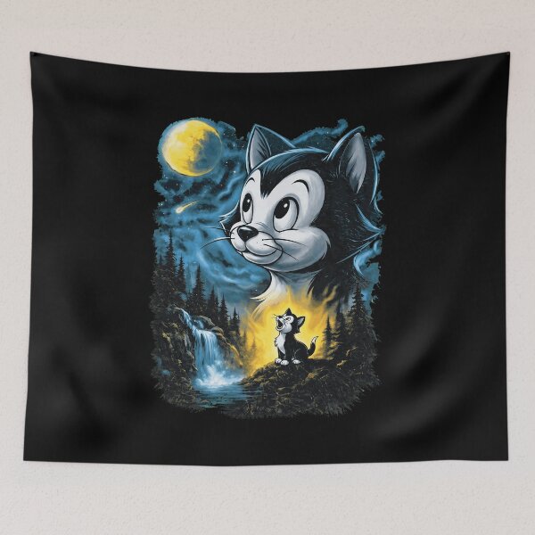 Item preview, Whimsical Cat Night Forest Waterfall Retro  designed and sold by Hendrickson39.