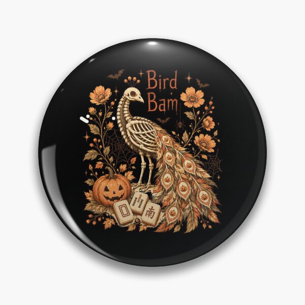 Item preview, Bird Bam Halloween Mahjong Skeleton Peacock Spooky Fall designed and sold by huyongton.