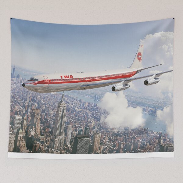 Item preview, TWA Boeing 707 Manhattan Skies Aviation Illustration designed and sold by Skyframe Aviation.
